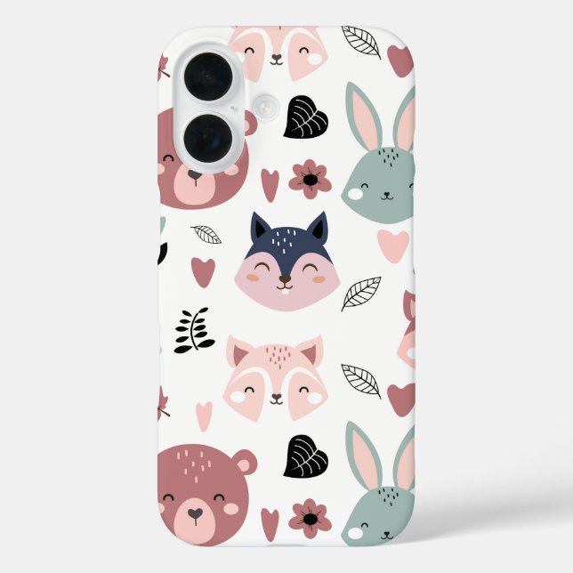 Sweet Pink Bear Fox And Bunny Forest Case-Mate iPhone Case (Back)