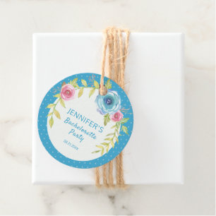 Sweet Pink Blue Boho Floral Bachelorette Party Favour Tags