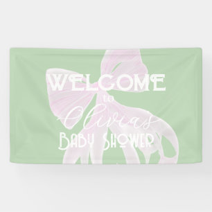 Sweet Pink bow and mint green Baby girl shower  Banner