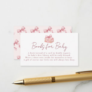 Sweet Pink Bow Baby Shower Books For Baby Enclosure Card