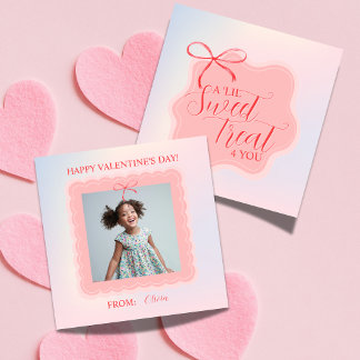 Sweet Pink Bow Valentine's Classroom Photo Card