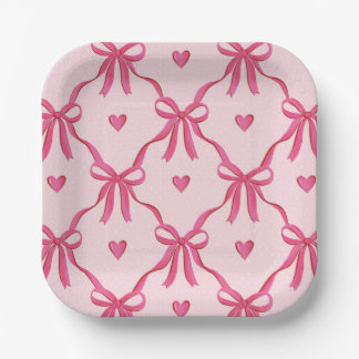 Sweet Pink Bows Paper Plate