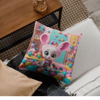 "Sweet Pink Bunny Pillow – Adorable Nursery Pillow