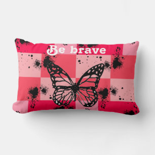 Sweet pink butterfly blooming lumbar cushion