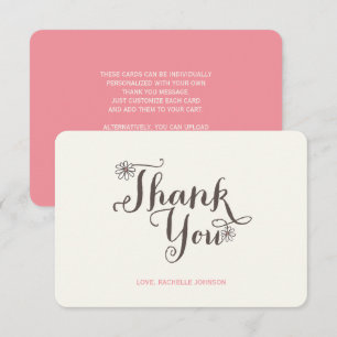 Sweet Pink Cake White Daisies Girl's 1st Birthday Thank You Card