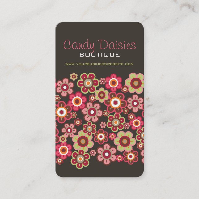 Sweet Pink Candy Daisies Flowers Business Cards (Front)