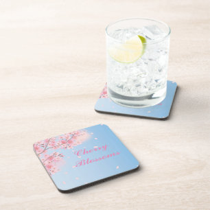 Sweet pink cherry blossoms coaster