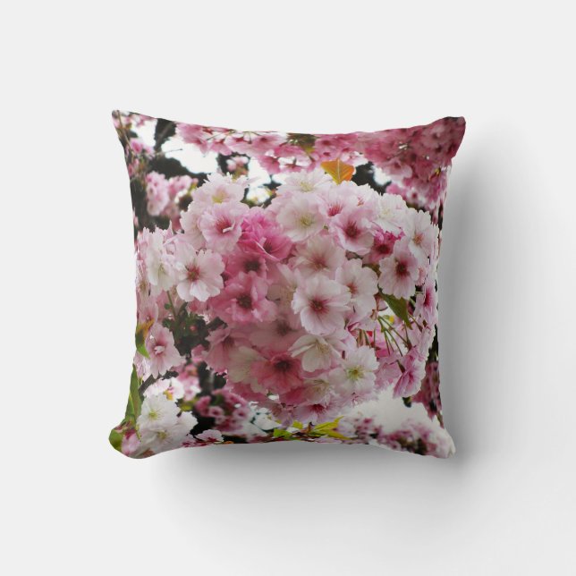 Sweet Pink Cherry Blossoms Cushion (Front)