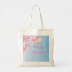 Sweet pink cherry blossoms with your name tote bag