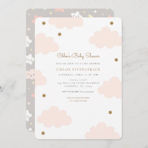 Sweet Pink Clouds Baby Shower Invitation Pink