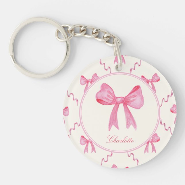 Sweet Pink Coquette Bow Acrylic Keychain (Front)