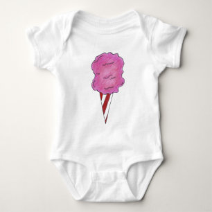 Sweet Pink Cotton Candy Floss Spun Sugar Carnival Baby Bodysuit