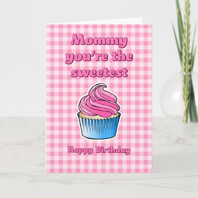 Sweet Pink Cupcake Birthday Card (Front)