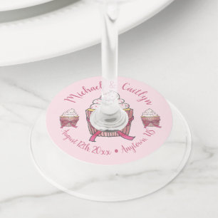 Sweet Pink Cupcake Bridal Baby Shower Celebration Wine Glass Tag