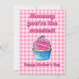Sweet Pink Cupcake Mothers Day Card