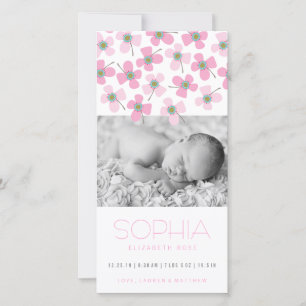 Sweet Pink Daisies Baby Girl Birth Announcement