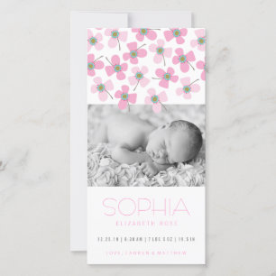 Sweet Pink Daisies Baby Girl Birth Announcement