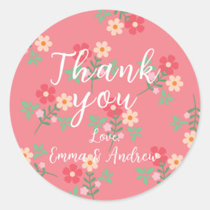 Sweet Pink Daisy Bouquet Retro Pattern Classic Round Sticker