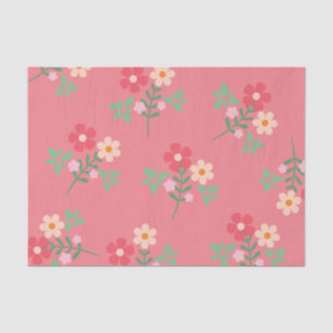 Sweet Pink Daisy Bouquet Retro Pattern Tissue Paper