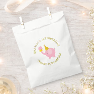 Sweet Pink Elephant Birthday Party Favour Bags