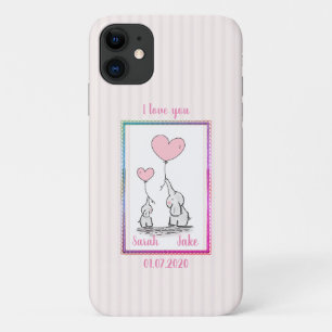 Sweet Pink Elephant Couple Case-Mate iPhone Case