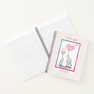 Sweet Pink Elephant Couple Notebook