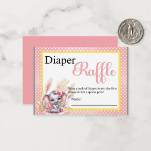 Sweet Pink Elephant - Diaper Raffle Card