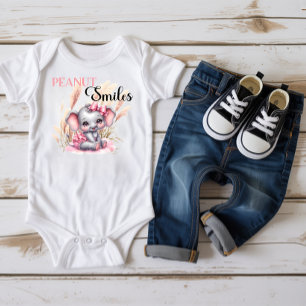  Sweet Pink Elephant - Peanut Smiles  Baby Bodysuit