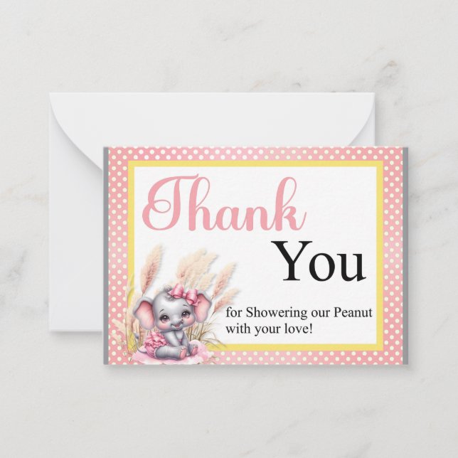 Sweet Pink Elephant - Peanut Smiles  Card (Front)