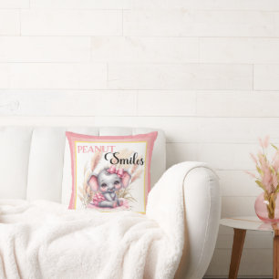 Sweet Pink Elephant - Peanut Smiles  Cushion