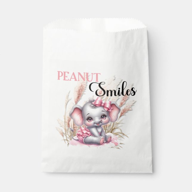 Sweet Pink Elephant - Peanut Smiles Favour Bags (Front)