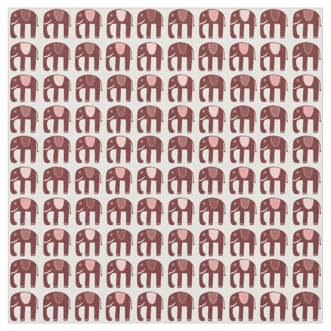 Sweet Pink Elephants Pattern Fabric (Close Up)
