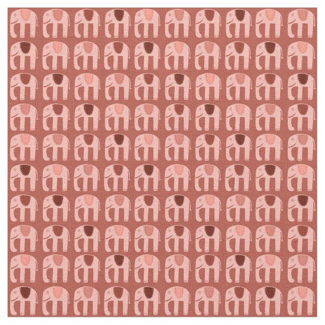 Sweet Pink Elephants Pattern Fabric (Close Up)