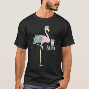 Sweet Pink Flamingo Tropical Flowers For Women Men T-Shirt