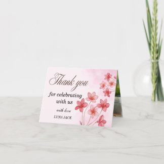 Sweet Pink Floral Birthday Thank You  Card