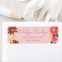 Sweet Pink Flowers Floral Label