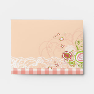 Sweet Pink Flowers Whimsical Floral Blooms Lace Envelopes