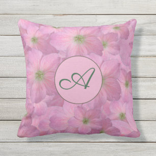 Sweet Pink Flowers with Custom Monogram Cushion