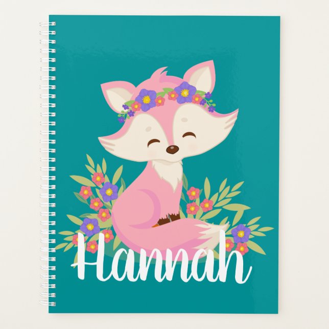 Sweet Pink Fox Personalised Planner (Front)