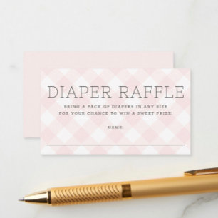 Sweet Pink Gingham Diaper Raffle Girl Baby Shower  Enclosure Card