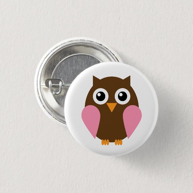 Sweet Pink Girl Owl Illustration 3 Cm Round Badge (Front & Back)