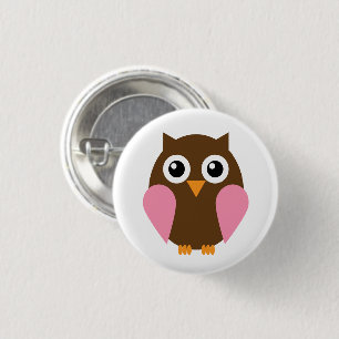 Sweet Pink Girl Owl Illustration 3 Cm Round Badge