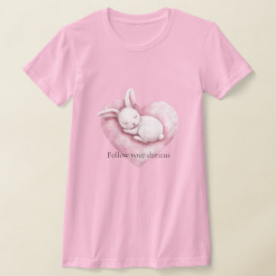 Sweet Pink Heart Bunny Heart Pillow T-Shirt