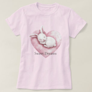 Sweet Pink Heart Bunny Heart Pillow T-Shirt