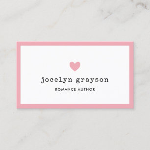 Sweet Pink Heart Romance Author Business Card