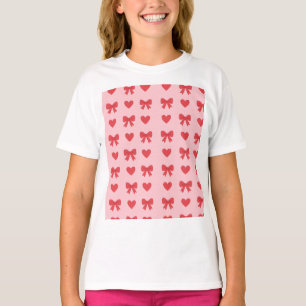 Sweet Pink Hearts & Bows Pattern T-Shirt