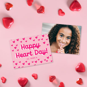 Sweet Pink Hearts Classroom Valentine's Photo Card