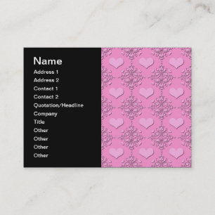 Sweet Pink Hearts Damask Business Card