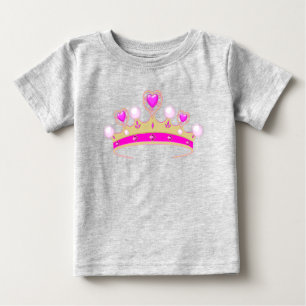 Sweet Pink Hearts Gold Crown Princess Coronet Baby T-Shirt