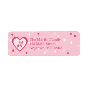 Sweet Pink Hearts Valentine Return Address